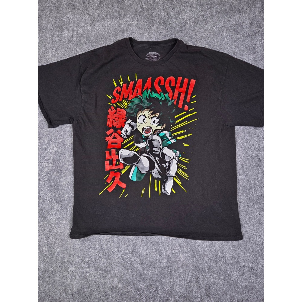 My Hero Academia T-Shirt Mens XL Black Izuku Midoriya Deku Smash Anime Graphic
